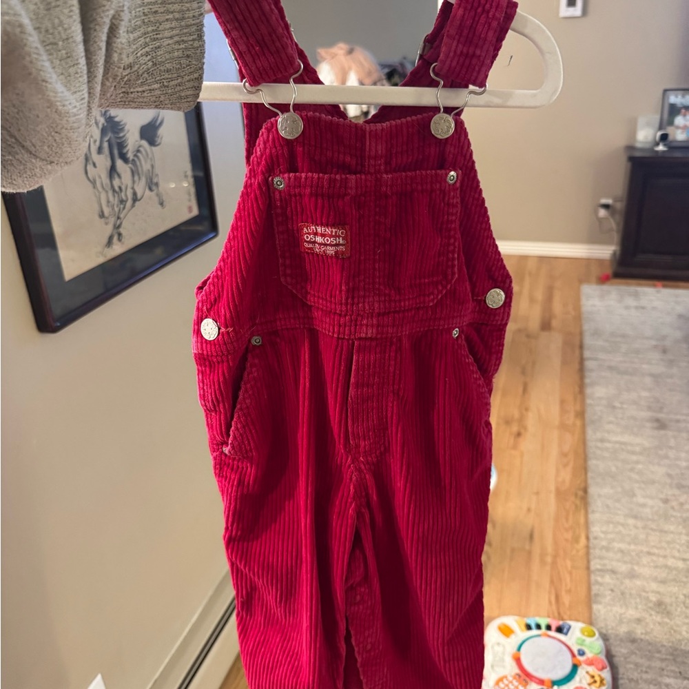 OshKosh B'gosh Kids Bright Red Corduroy Overalls